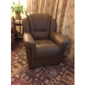 Mrs English from Blackwell - new Louise Leather chair in Bark colour